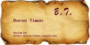 Boros Timon névjegykártya